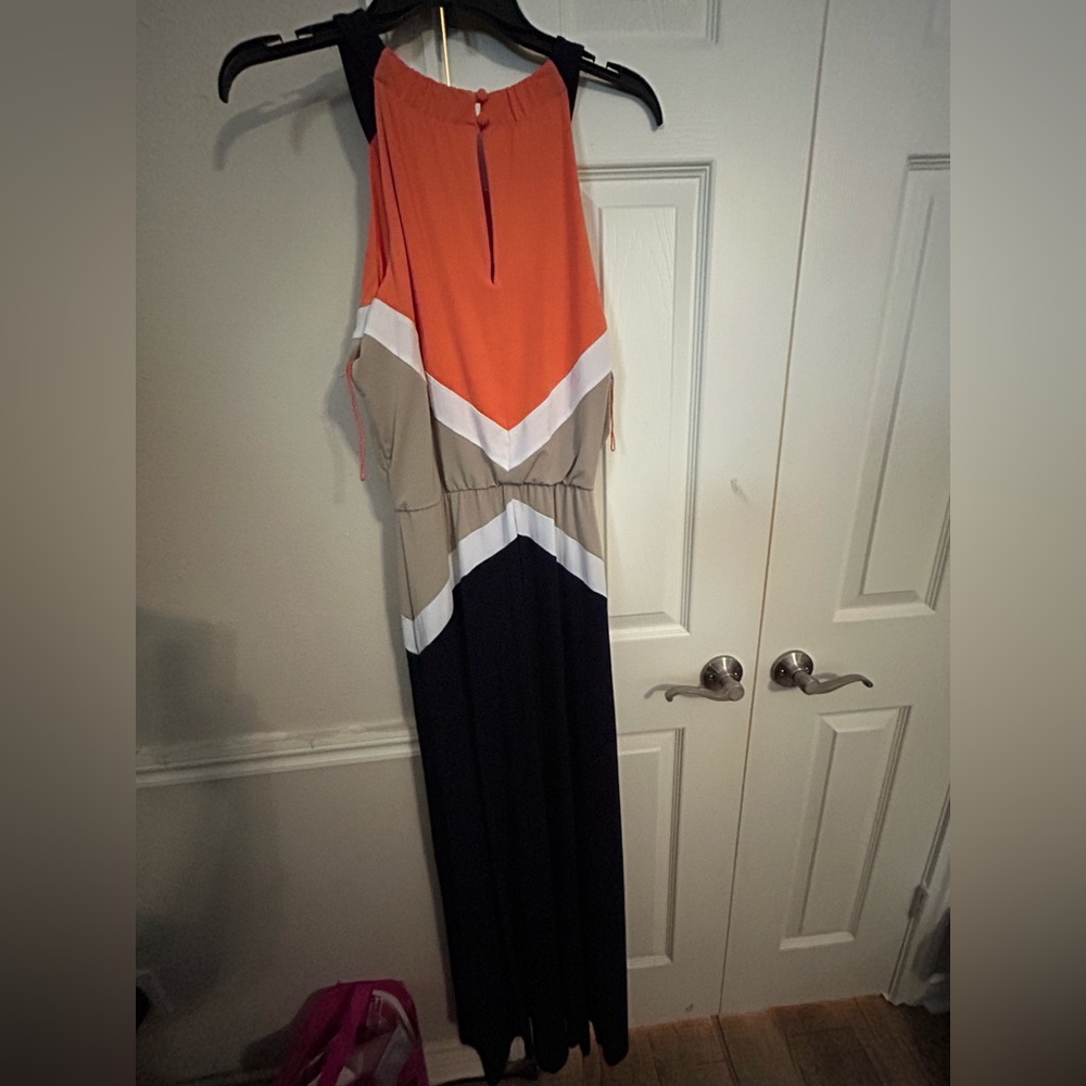London Times Vibrant Orange and Black Dress